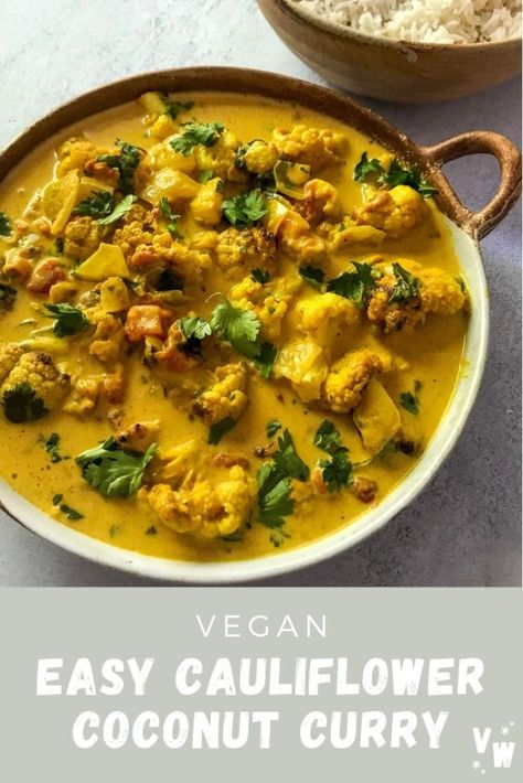 Easy Cauliflower Coconut Curry - Vegan Waffle Vegetable Curry Recipes, Curry Recipes Vegetarian, Easy Cauliflower, Vegan Cauliflower, Cauliflower Curry, Perfect Dinner, Tasty Vegetarian Recipes, Vegetable Curry, Idee Pasto Sano