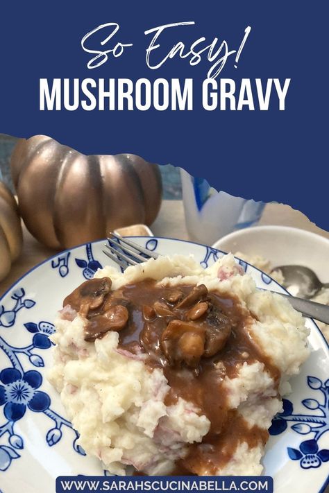 This rich, robust Easy Mushroom Gravy recipe yields a thick, deeply brown gravy perfect for serving with mashed potatoes, roasts and more. Mushroom Brown Gravy Recipe, Brown Mushroom Gravy, Easy Mushroom Gravy, Brown Gravy Recipe, Vegetarian Gravy, Mushroom Gravy Recipe, Best Comfort Food Recipes, Turkey Broth, With Mashed Potatoes