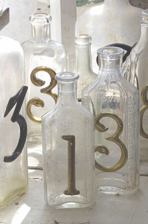 Prohibition Wedding, What's Your Number, Crafty Decor, Jar Art, Altered Bottles, Vintage Bottles, Table Set Up, Vintage Eclectic, Apothecary Jars