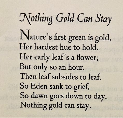 Nothing Gold Can Stay, Robert Frost, Poetry