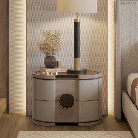 Luxury meets practicality in the brand new NEW ORLEANS bedside table, which combines ample storage with a generous bronze mirror top. A mix of leather & brushed brass add a subtle, sophisticated texture that is just right on point! Isn't it just exquisite? Hit the link in bio to see this bedside table in full detail! #Design #furniture #interiordecor #designinspiration #bedroomDecor #Bedroom #BedsideTable #NewOrleans #luxuryinteriors #BedroomDesign #BedroomIdeas #BedroomGoals Bed With Side Tables, Luxury Bedside Table Ideas, Side Table Design Bedroom, Luxury Nightstand, Round Bed Side Table Design, Luxury Side Table, Luxury Bed Side Table, Bedside Table Luxury, Side Tables Bedroom Modern Luxury