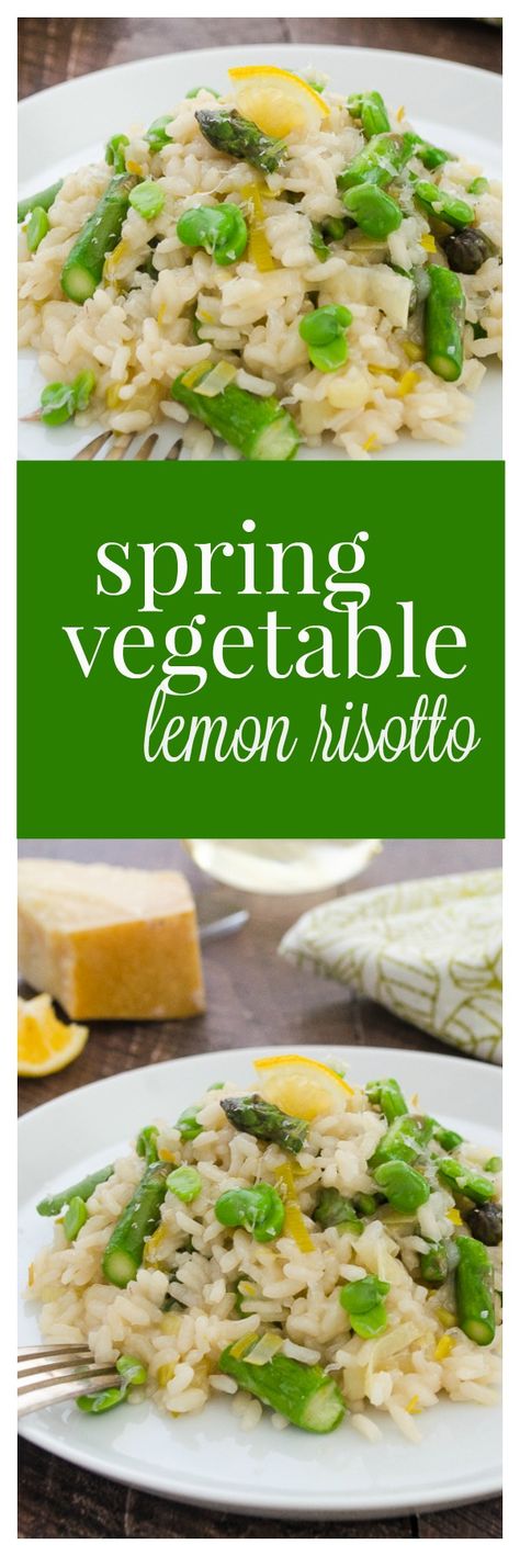 Spring Vegetable Lemon Risotto is creamy risotto packed with spring veggies, fresh lemon flavor, and grated parmesan. It's an easy meatless meal! @FlavortheMoment Cupboard Recipes, Risotto With Peas, Filet Mignon Chorizo, Lemon Risotto, Starchy Sides, Light Dinners, Vegetable Risotto, Meatless Dishes, Creamy Risotto