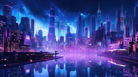 Neon Lit Metropolis Of The Future A Cyberpunk Inspired 3d Rendering Background Neon Cyberpunk, Concept Vehicles Sci Fi, Cool Pictures For Wallpaper, Futuristic Background, City Background, Futuristic Style, Cyberpunk City, Neon Design, Cool Wallpapers Cartoon