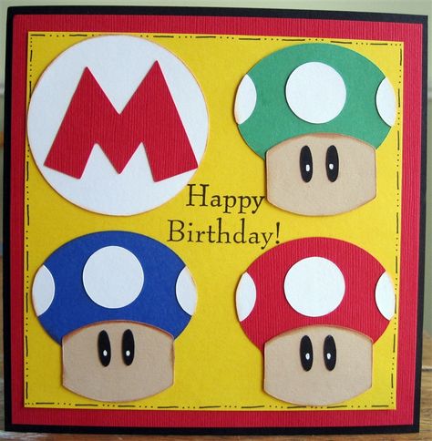 Purple Monkey Moments: Super Mario! Happy Birthday Crafts, Happy Wednesday Everyone, Character Cards, Mario Birthday Party, Hama Beads Minecraft, Super Mario Birthday, Super Mario Party, Birthday Sentiments, Mario Birthday