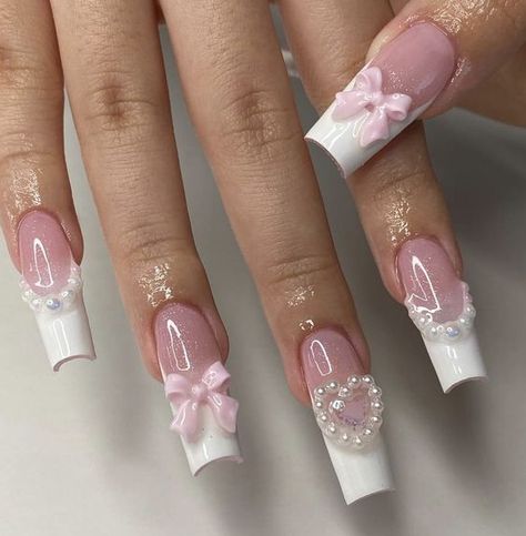 Nail Design Gold, Purple Nail, Really Cute Nails, Pearl Nails, White Nail, Nail Forms, Pink Acrylic Nails, Hot Nails, Dream Nails