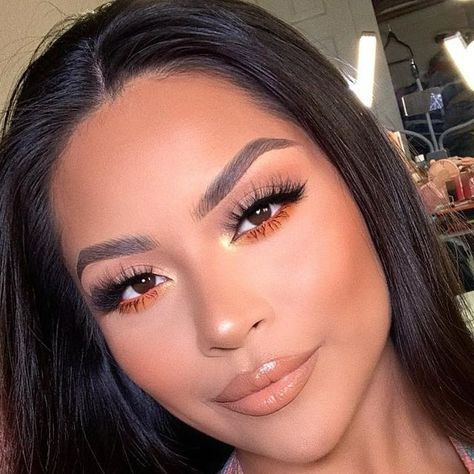 Makeup Looks Orange Brown, Bright Orange Makeup, Orange Hoco Makeup, Orange Inner Corner Makeup, November Eyeshadow Looks, Brown And Orange Makeup, Orange And Blue Makeup Looks, Orange Blush Makeup Looks, Thanksgiving Make Up