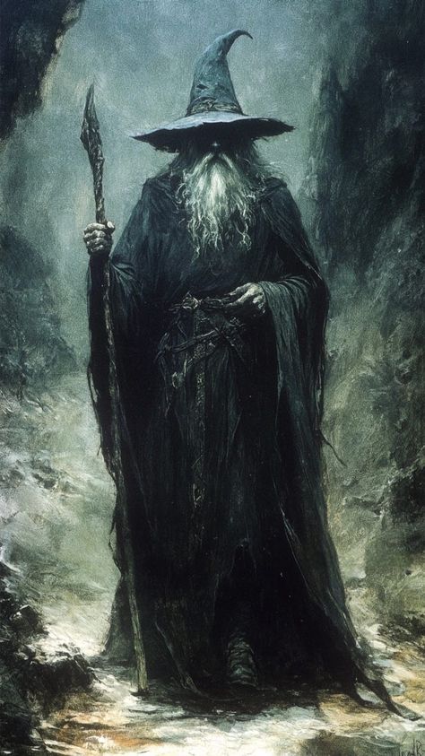 Dark Wizard Fantasy Art, Alan Lee Art, Magic Realms, Lord Of The Rings Tattoo, Pfp Dark, Dark Wizard, Fantasy Wizard, Middle Earth Art, Lord Of Rings