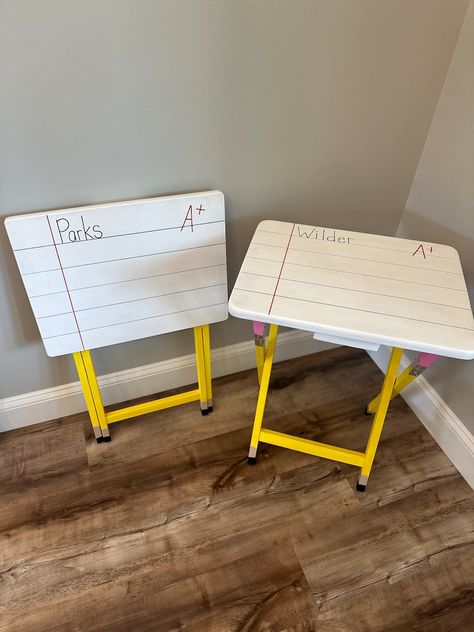 Personalized Folding Homework Table - Etsy Classroom Must Haves Elementary, Diy Homeschool Room, Classroom Table Arrangement, Small Space Homeschool Room, Homework Station For Kids, Kids Homework Room, Homework Table, Kids Homework Station, Painting Kids Furniture