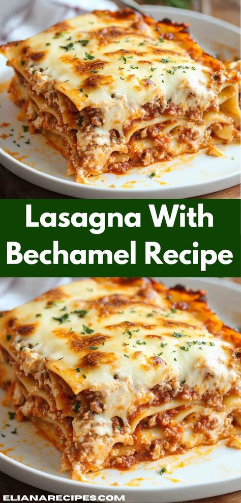 Searching for creamy lasagna recipe ideas? This lasagna with bechamel recipe is a delicious choice! Enjoy the rich flavors in this perfectly baked dish, one of the best lasagnas recipe options. Lasagna Bechamel, Ultimate Lasagna Recipe, Lasagna With Bechamel, Creamy Lasagna, Lasagna With Bechamel Sauce, Bechamel Recipe, Lasagna Dinner, Bechamel Sauce Recipe, Best Lasagna Recipe