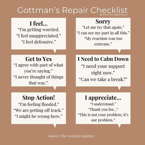 I Feel Statements Relationships, Repair After Conflict, I Feel Statements Worksheet, Rupture And Repair, Gottman Worksheets Free Printable, Gottman Worksheets, Gottman Repair, Gottman Repair Checklist, I Feel Statements