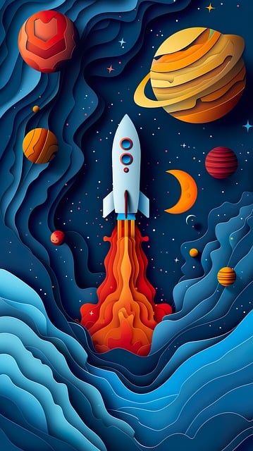 Space Rocket Illustration, Space Felt, Spaceship Drawing, Spaceship Illustration, Black Skulls Wallpaper, Illustration Space, Game Background Art, Space Man, Iphone Dynamic Wallpaper