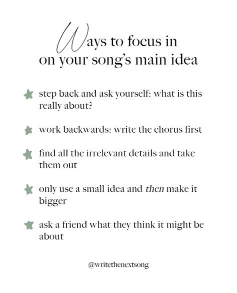 Song Concept Ideas, How To Start A Song, Song Titles Ideas, Songwriting Inspiration Ideas Words, Songwriting Ideas Inspiration, Metaphors For Songwriting, Writing Songs Tips, Music Prompts, Song Ideas Writing Lyrics