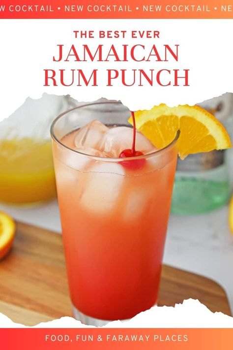 This Jamaican Rum Punch recipe is perfect for any party, partially because it's easy, mostly because it's delicious! Need a trip to the islands? This is the next best thing! Guinness Punch Recipe, Simple Punch Recipe, Easy Mixed Drinks Alcohol, Jamaican Rum Punch Recipes, Jamaican Rum Punch, Rum Drinks Easy, Party Punch Alcohol, Rum Punch Recipe, Rum Punch Cocktail