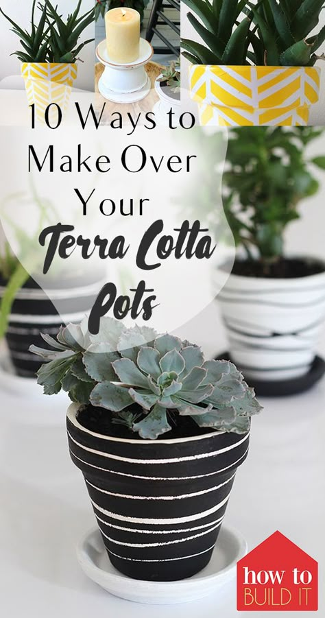 10 Ways to Make Over Your Terra Cotta Pots | How To Build It Terra Cota Pots, Terra Cotta Pot Projects, Flower Wall Hanging Decor, Diy Terra Cotta Pots, Diy Paper Wall Hanging, Room Hanging Decor, Plant Pot Diy, Terra Cotta Pot Crafts, Pots Diy