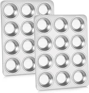 P&P CHEF Muffin Pan Cupcake Baking Pan Set of 2, 12 Cups Muffin Tin Tray, Stainless Steel Muffin Pans for Baking Mini Cake Muffin Tart Quiche, Oven & Dishwasher Safe, Non-toxic & Heavy-duty Lemon Blueberry Muffins Recipe, Stainless Dishwasher, Coffee Cake Recipes Easy, Silicone Baking Cups, Cupcake Baking, Lemon Blueberry Muffins, Homemade Muffins, Muffin Recipes Blueberry, Stainless Steel Pans