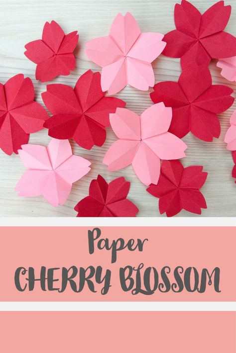 Paper Blossom Flowers, Cherry Blossom Crafts For Kids, Diy Cherry Blossom Tree, Cherry Blossom Crafts, Cherry Blossom Craft, Origami Cherry Blossom, Cherry Blossom Origami, Flower Paper Craft, Paper Craft Tutorials