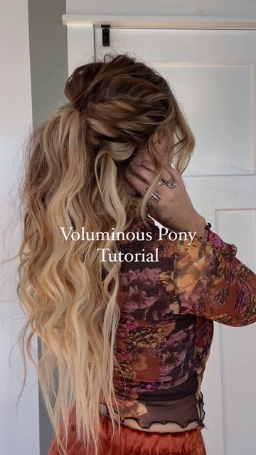 Easy Voluminous Updo, Easy Fancy Ponytail Hairstyles, Long Pony Updo, Easy Hair Up For Long Hair, High Wavy Ponytail Hairstyles, Boho Wedding Ponytail Hairstyles, Diy Party Ponytail, Volume Ponytail Formal, Diy Ponytail Hairstyles Easy Updo