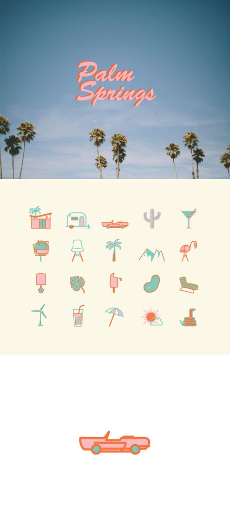 Palm Springs Icon Set Palm Springs Pattern, Palm Springs Color Palette, Palm Springs Background, Palm Springs Graphic Design, Palm Springs Invitation, Palm Springs Typography, Palm Springs Graphic, Palm Springs Illustration, Spring Logo