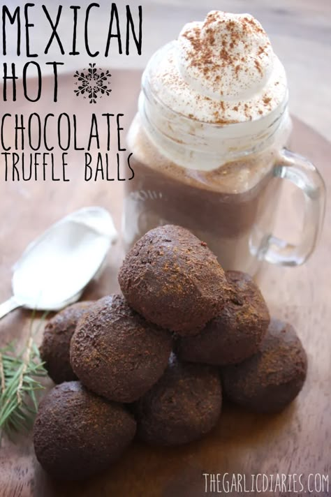 Mexican Hot Chocolate Truffle Balls Chocolate Truffle Balls, Truffle Balls, The Best Hot Chocolate, Rich Hot Chocolate, Best Hot Chocolate, Diy Hot Chocolate, Hot Chocolate Bomb, Mexican Chocolate, Light Food