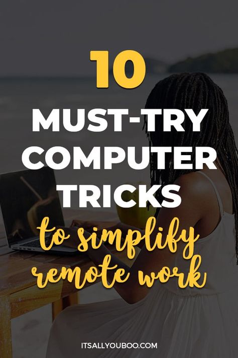 10 Must-Try Computer Tricks to Simplify Remote Work with a woman working on the beach Computer Tips And Tricks Hacks, Pc Tips And Tricks, Laptop Hacks Tips, Computer Tricks Hacks, Computer Hacks Tricks, Laptop Tips And Tricks, Working On Computer, Lock Picking Tools, Work Hack