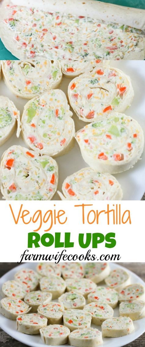 Party Appetizers Vegetarian, Veggie Tortilla, Flavored Cream Cheese, Flavored Cream Cheeses, Appetizers Vegetarian, Tortilla Rolls, Pinwheel Appetizers, Diy Easy Recipes, Roll Ups Tortilla