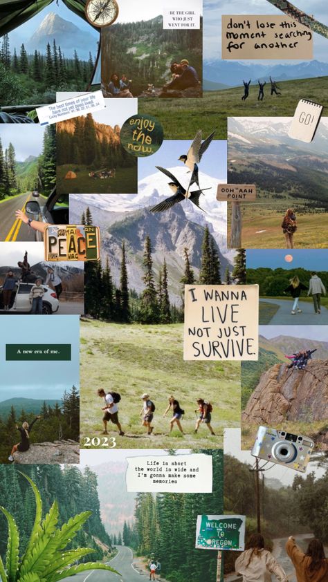 Aesthetic Outdoors, Visionboard Aesthetic, Vision Board Collage, Camping Quotes, Hiking And Camping, Sea Wallpaper, Adventure Aesthetic, New Year 2023, Future Life