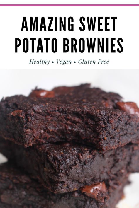 Sweet Potato Brownies Healthy, Vegan Sweet Potato Brownies, Ella Vegan, Brownies Healthy, Glutenfri Baking, Potato Brownies, Sweet Potato Brownies, Healthy Brownies, Vegan Sweet Potato