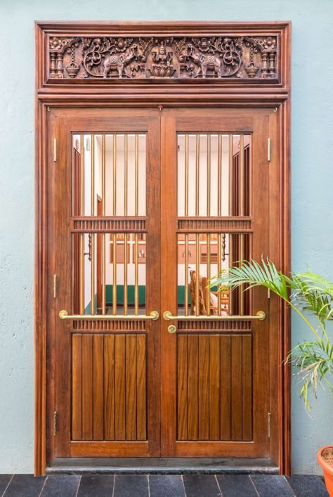 Indie Tales by House of Design Stories Indian Main Door Designs, Chettinad House, House Main Door, Home Gate Design, Interior Design Your Home, Indian Home Design, Indian Doors, Pooja Room Design, Bedroom Decor Cozy