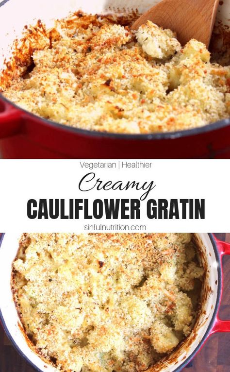 Creamy Cauliflower Gratin - Sinful Nutrition Southern Veggies, Vegetable Casseroles, Aip Diet Recipes, Keto Board, Autoimmune Recipes, Paleo Side Dishes, Autoimmune Paleo Recipes, Aip Paleo Recipes, Paleo Sides