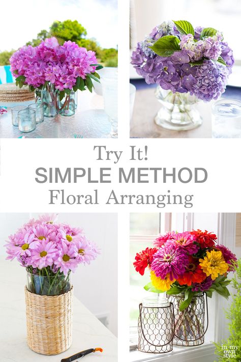 Don't have any floral arranging skills, but enjoy having fresh flowers in your home? You can get both when you learn the simple method of flower arranging. It's fast and budget friendly too! | In My Own Style #florals #flowerarranging #easydecor #flowervases #DIYflowers Nail Designs Flower, Flower Arranging Tutorial, Nail Art Flower, Love Is Easy, Home Flower Arrangements, Small Flower Arrangements, Arrange Flowers, Nails Flowers, Spring Flower Arrangements