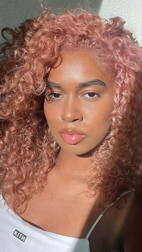 Rose Gold Short Hair Black Woman, Rose Gold Twa Natural Hair, Rose Gold Afro, Rose Gold Hair Color On Black Women, Rose Gold Hair On Black Women, Rose Gold Natural Hair, Rose Gold Natural Hair Black Women, Rose Gold Locs, Rose Gold Hair Black Women