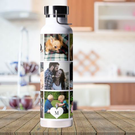 Collage Grid, Modern Water Bottle, Square Images, Collage Gift, Invitation Kits, Beautiful Collage, Personalized Photo Gifts, Personalized Tumblers, Family Kids