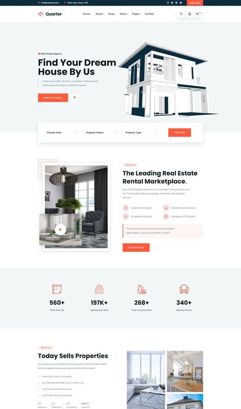 Real Estate Bootstrap HTML Template Real Estate Website Templates, Real Estate Landing Pages, Fashion Web Design, Inmobiliaria Ideas, Real Estate Website Design, Website Design Inspiration Layout, Real Estate Websites, Web Design Websites, Real Estate Rentals