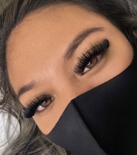 Beautiful Lashes Extensions, Medium Length Eyelash Extensions, Mixed Volume Lash Extensions, Hybrid Volume Lash Extensions Styles, Lashes On Big Eyes, Lash Volume Extensions, 16 Mm Lash Extensions, Lash Extensions For Big Round Eyes, Thick Hybrid Lash Extensions