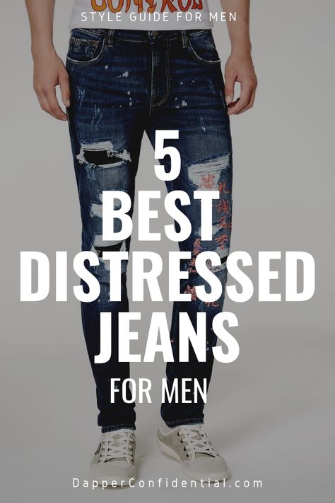 Scrape it, shred it, fade it. With current trends, your casual denim better be ripped, or at least distressed. Here are our top 5 picks for ripped jeans for men. #jeans #mensfashion #style Mens Distressed Jeans Outfits, Best Ripped Jeans, Distressed Jeans Outfit, Work Pants For Men, Guess Jeans Mens, Ripped Jeans For Men, Mens Distressed Jeans, Men's Casual Outfits, Shredded Jeans