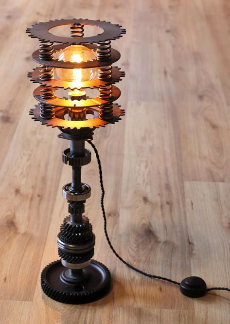 Steampunk Lamp Industrial design Vintage lighting | Etsy #Exploring #the #HomeDecorating #Decor #Raw #HomeInspiration #Style #Appeal #of #Outdoor #Industrial Steampunk Lamp Diy, Lamp Industrial Design, Industrial Lamp Design, Wall Lamps Diy, Lampe Steampunk, Industrial Kitchens, Funky Lamps, Car Parts Decor, Steampunk Furniture