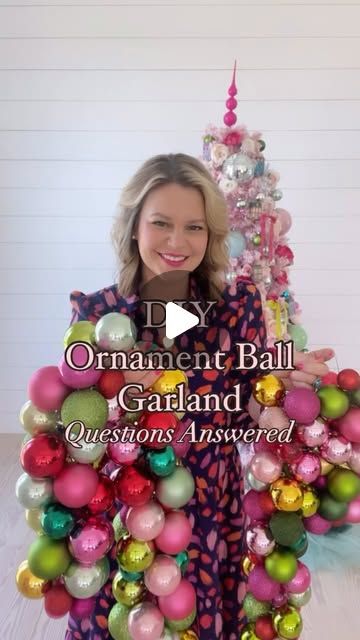 Elizabeth Prichard-Jones 💛 DIY & Craft Blogger on Instagram: "Do you have extra ornaments? Turn them into a garland!  I created this project on a whim for my mantel last year in the #countrypeonystudio and it brought me so much joy!!! I am in love with the colors, the shine, and how simple it was to create!  Questions answered:  Did you use glass or plastic ornaments? Definitely plastic. The ornaments may fall off over time and plastic is the safest bet!  How do you keep them tight together? When I go to hang mine they spread apart? I don’t leave any gap. I tie it from the first babe to the last. If there is any room in the wire the ornament balls will separate.   What kind of wire? I used a 20 gauge craft wire. It is my favorite craft wire to keep around as it strong but bends really wel Christmas Balls Garland, Diy Ornament Garland Christmas Balls, Christmas Ball Garland Diy, Ornament Garland On Tree, Ornament Garland Diy, Garland On Mantle, Pink Reindeer, Christmas Bead Garland, Mantel Garland