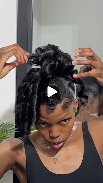 Zoliswa Mahlobo on Instagram: "Sanibonani   I come back 😂❤️ Here is a cute classic messy bun using affordable hair  A full tutorial is available on my YouTube channel , the link is on my bio   #hairstyles #hairstyleideas #hairtutorial #bun #messybun #bangs #hair" Messy Top Knot With Bangs, Messy Bun Two Strands, Pin Curl Bun Updo Wedding Hairstyles, Two High Buns Natural Hair, Natural Low Buns For Black Hair, Bun On Black Women, Hairstyles With Two Buns, Updo With Bangs Tutorial, Bun Up Do