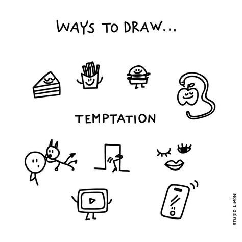 STUDIO LIMÓN on Instagram: “So many distractions in life... Word of day 287: temptation. . . #365waystodrawfestival #dailydrawing #temptation #verleiding #illustratie…” Doodles Stickman, Word Of Day, Visual Facilitation, Eliminate Distractions, Visual Note Taking, Graphic Facilitation, Graphic Recording, How To Focus, Sketch Note