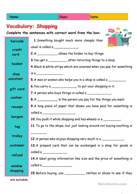 Vocabulary: Shopping - English ESL Worksheets for distance learning and physical classrooms Kids Handwriting Practice, Vocabulary Exercises, Esl Teaching Resources, Ppt Slides, Esl Vocabulary, English Grammar Worksheets, Grammar Practice, Learn English Grammar, Vocabulary Practice