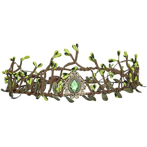 Amazon.com: MOSTORY Handmade Green Woodland Elf Crown - Forest Fairy Headpiece Elven Circlet Medieval Leaf Tiara for Women Girls Renaissance Fair Halloween Cosplay Costume : Handmade Products Nature Witch Hat, Nature Headdress, Flower Crown Green, Woodland Fairy Crown, Forest Crown, Green Flower Crown, Woodland Tiara, Fairy Costume Women, Crown For Wedding