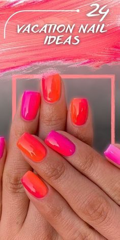 Nail Colors For Mexico Vacation, Summer Nails 2023 Color Trends Square, Summernails Summer Nail Ideas 2023, Caribbean Holiday Nails, Vacation Nails Pink And Orange, Pedicure Ideas 2023 Summer, Summer Nails 2023 Gel Colors, Vacation Nails Beach Mexico Simple, Mail Trends Summer 2023