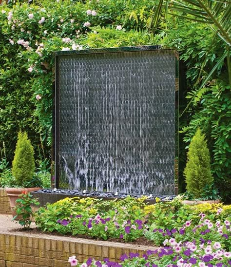 Outdoor wall water feature Water Wall Fountain, Outdoor Wall Fountains, Water Fountain Design, Kolam Koi, Taman Air, Water Sculpture, Water Feature Wall, Outdoor Water Feature, Outdoor Water Features