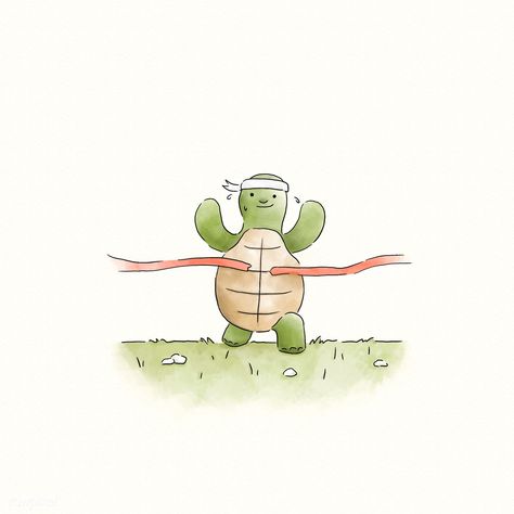 Speedy turtle running to the fininsh line | premium image by rawpixel.com / Aum Turtle Running, Cartoon Running, Cartoon Grass, Running Drawing, Turtle Illustration, Running Illustration, Running Cartoon, Running Tattoo, Just Keep Running