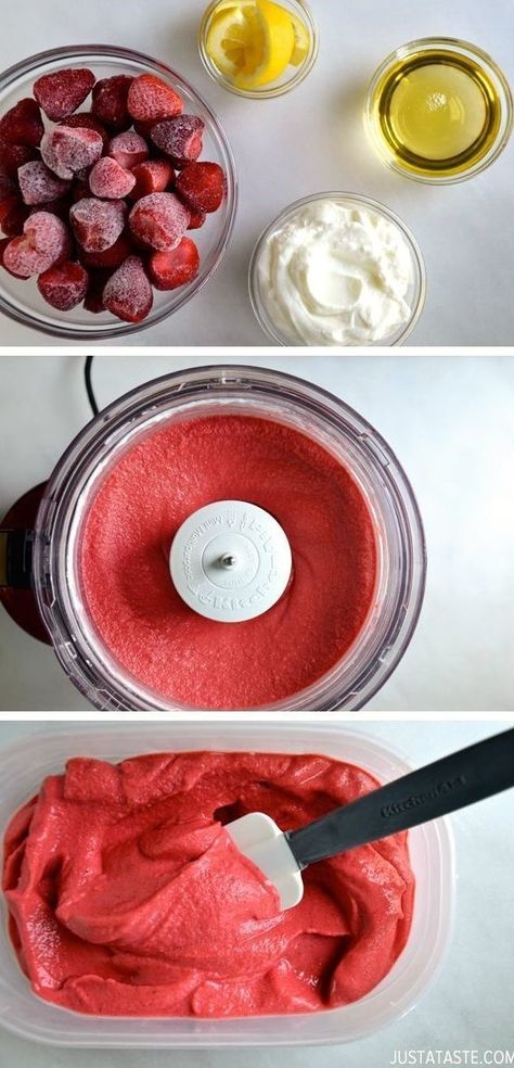 Hemgjord Glass, Strawberry Frozen Yogurt, Frozen Yogurt Recipes, Weight Watcher Desserts, Frozen Strawberry, Healthy Strawberry, Strawberry Yogurt, Animal Room, God Mat