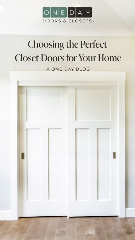 The Ultimate Guide to Choosing the Perfect Closet Doors for Your Home Craftsman Style Closet Doors, 48” Closet Door, Closet Doors Same Color As Wall, Interesting Closet Doors, Foyer Closet Door Ideas, Nice Closet Doors, Double Pocket Doors Closet, Traditional Closet Doors, Doors For Wide Closet Opening