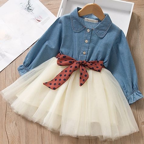 Girls Denim Dress, Spring Toddler, Princess Dress Kids, Moda Denim, Cheap Dresses Casual, Summer Party Dress, Girls Denim, Kids Outfits Girls, Toddler Girl Dresses