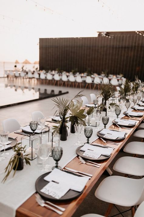 Destination Wedding Reception, Wedding Reception Decor Ideas, Modern Wedding Reception, Destination Wedding Decor, Reception Decor Ideas, Cabo Wedding, Cancun Wedding, Cabo Weddings, Rooftop Wedding