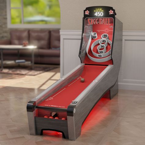 Skee-Ball 9′ Home Arcade Premium (Scarlet) | Fun! Home Arcade, Skee Ball, Different Games, Pottery Barn Teen, Entertainment Space, Central Florida, All Of Us, Pottery Barn Kids, Billiards