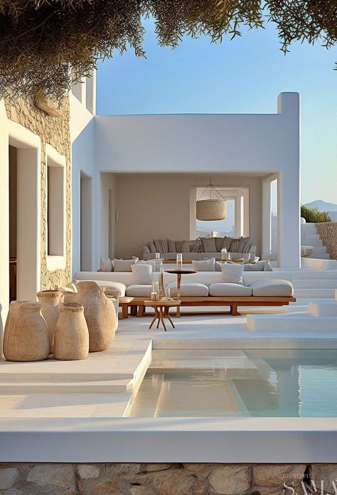 Ibiza House, Beach House Design, Pool Design, Design Exterior, Dream House Exterior, Paros, Outdoor Design, House Designs Exterior, Dream Home Design